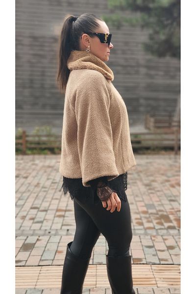 Park Moda ЕДНООБРАЗНО ИТАЛИАНСКО ЯКЕ ОТ ВЪЛНЕНА СМЕС С КОЖА