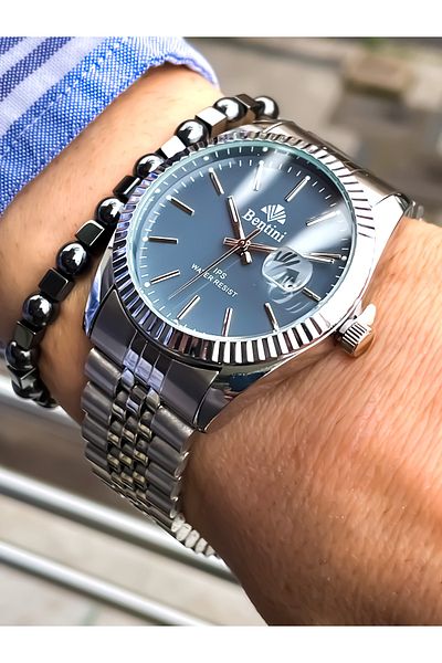 Bentini Men's Wristwatch - Guaranteed, Waterproof and Rustproof, Colorfast Steel Cord and Case