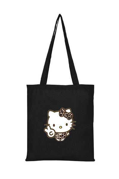 GİFTORA Geantă din pânză neagră leopard hello kitty