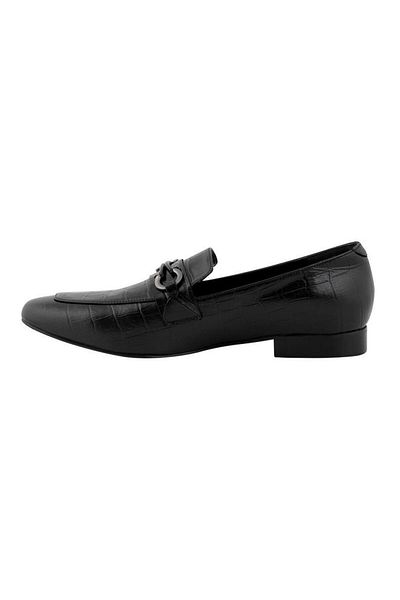 RİVUS Loafer din piele cu model de crocodil - negru