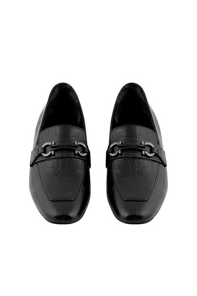 RİVUS Loafer din piele cu model de crocodil - negru