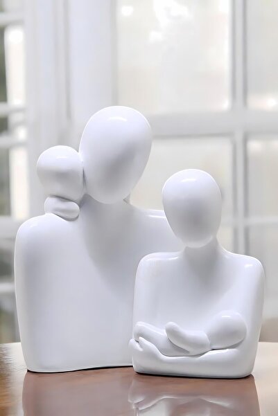 tambana 2’li Beyaz Heykel Biblo Seti Dekoratif Süs Eşyası Dekoratif Masa Süsü...