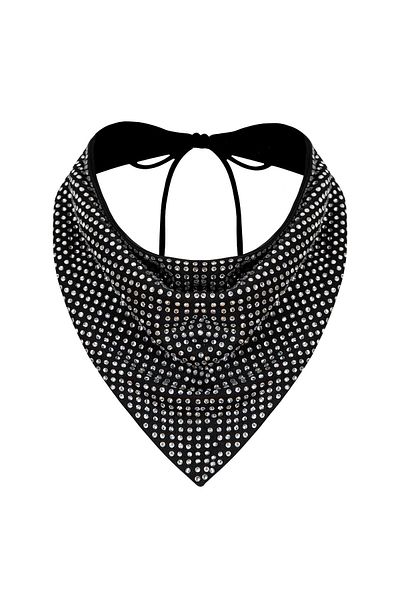 RİVUS White Jewelled Scarf with Adjustable Lacing Detail