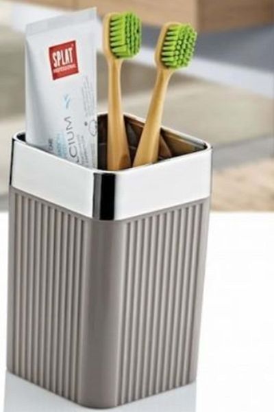 Easy Tedarik Maxel Mimoza Chrome Striped Toothbrush Holder Royaleks-Y-875