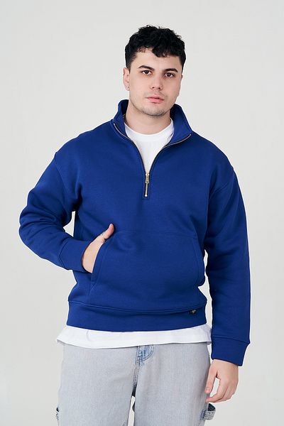 MBEY Μπλε φούτερ Oversize Gold με φερμουάρ Saks