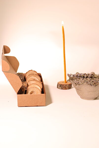 FRİG LAVANTA TASARIM HEDİYELİK Ahşap Mum Altlığı Mumluk İç çap 2 cm 10 adet