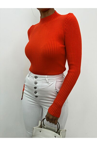 Modamorfo Half-Rise Ribbed Knitwear Sweater - Orange