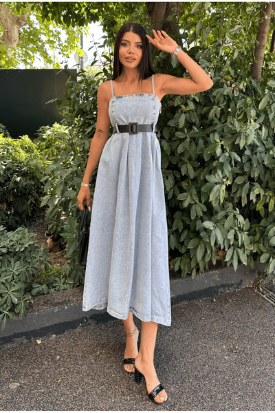 Angel Mia Синя сукня Alina Jean - з білим коміром і поясом