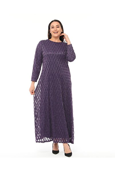 GLR&GYM MAHİDE KADIN ASTARLI LÜX SİMLİ TÜL KUMAŞ  BÜYÜK BEDEN ANNE ABİYE ELBİSE