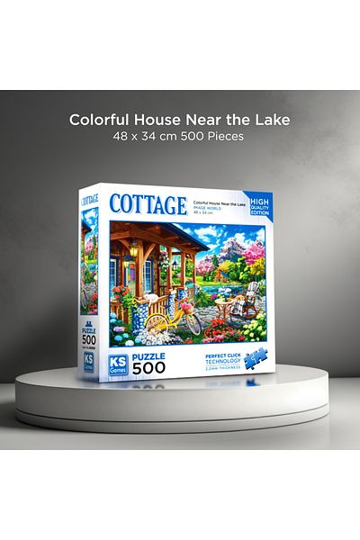 Ks Games Colorful House Near the Lake 500 Piece Puzzle