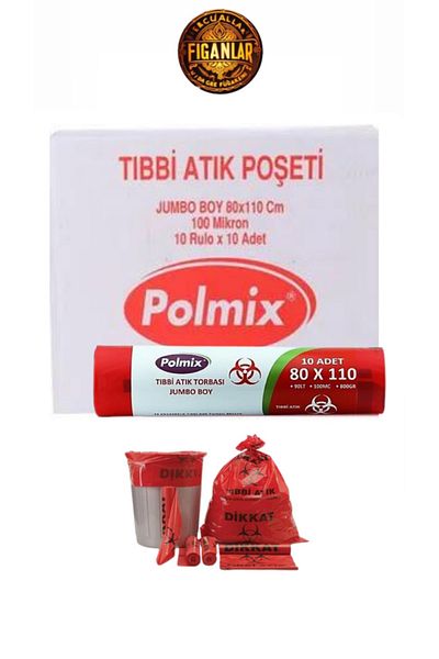 figanlar ambalaj Jumbo Large Size 80X110Cm Tbbi Waste Bag - Garbage Bag 200 Pcs