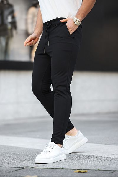 comstar Ανδρικό υφαντό ελαστικό στη μέση Basic Skinny μαύρο παντελόνι