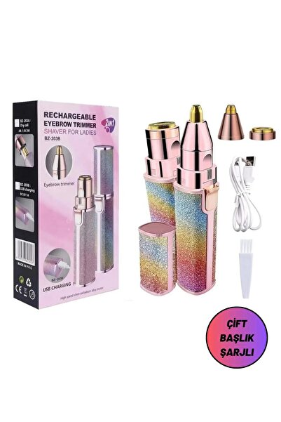 Chermik Simli Şarjlı Tüy Kıl Alma Kaş Bıyık Unisex Yüz Bakım Tıraş Aleti Epil...