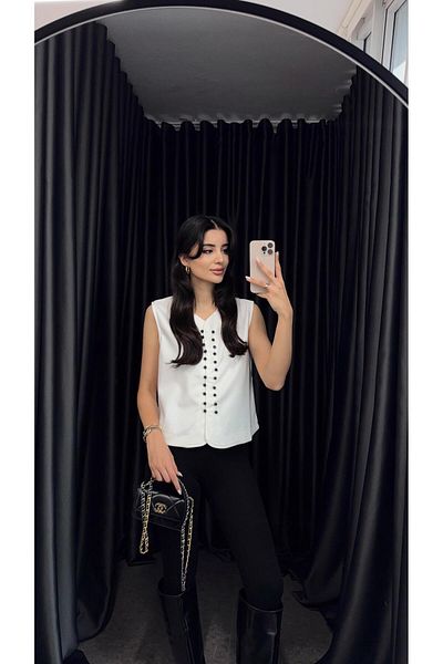 HAZELANNA White Suede Vest