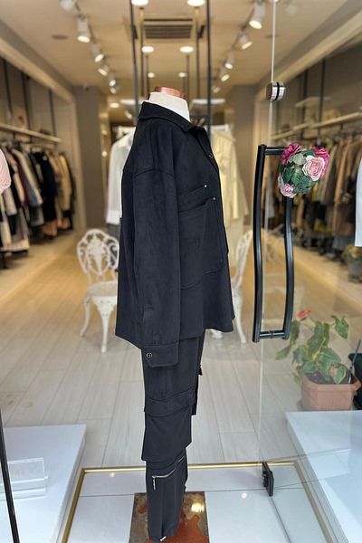 Unıquemode UW 254018   PANTALONI DETALIAȚI CU FERMOAR, ȚESĂTURĂ DE piele intoarsa