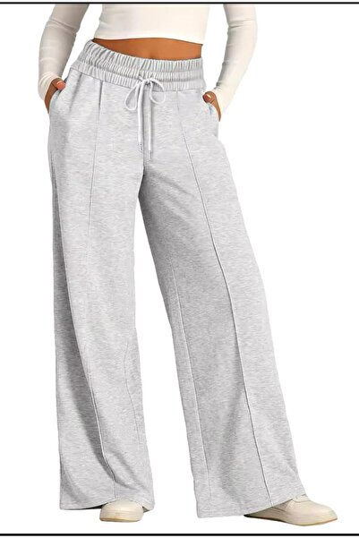 CNG MODA Women's Black Striped 2 Thread Wide Leg Sweatpants