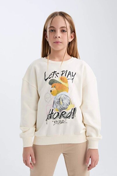 DeFacto D0607 Оверсайз суитшърт с принт на мече