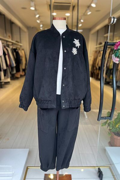 Unıquemode UW 254019   PANTALON DETALIAT DE BUZUUNAR DE ȚESĂTURĂ DE piele intoarsa
