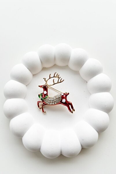 Pretty Yeni Yıl Taş Detaylı Geyik Broş