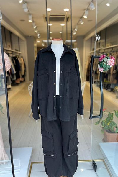 Unıquemode UW 254018   PANTALONI DETALIAȚI CU FERMOAR, ȚESĂTURĂ DE piele intoarsa