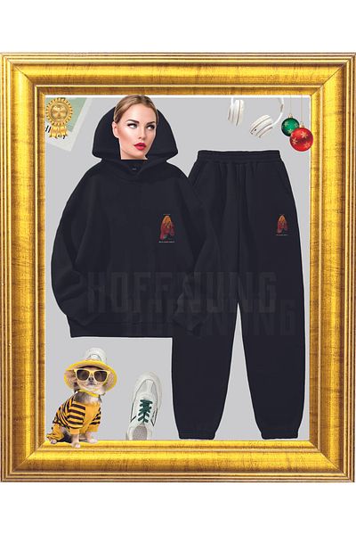 HOFFNUNG Full Pants Cute Cat Shorts Sweatpants Full Pants Set