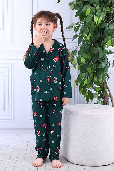 KAPİKİDS With Anniversary Concept with Gloves Suede Soft Warm-Keeping Girl's Pjamas