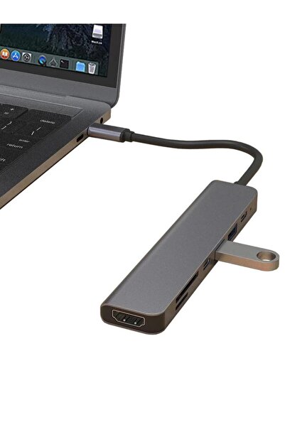 instatech Macbook Pro Huawei Dell Uyumlu Type C To 4k Hdmı+usb3.0+sd/tf+pd+type-c, Taşınabilir 7in1 Adaptör