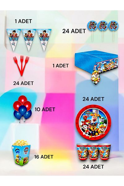 VibeHome Paw Patrol Themed Luxury Set for 24 - Birthday Party and Fun Events