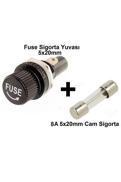 Çerçicim Glass Fuse Seat 5X20Mm + 8A Glass Fuse