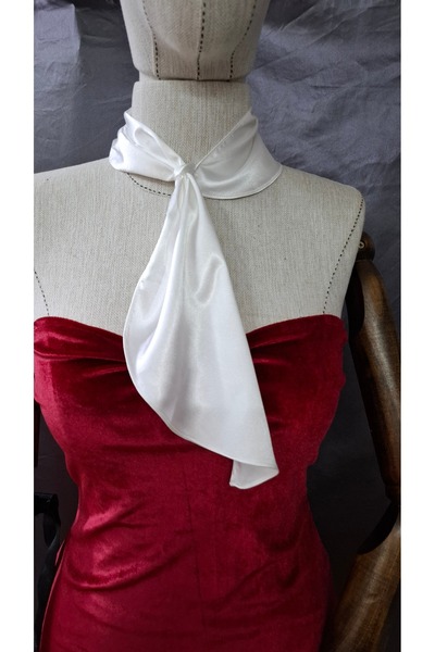 Qrsln Ronja Λευκή Σατέν Γραβάτα - Κασκόλ Λαιμόκοψη