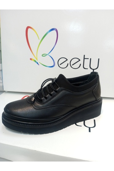 Beety 24bk203.502-02 siyah hakiki deri Ortapedik günlük ayakkabı
