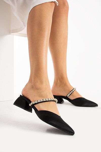 SHOW LİFE PANTOF cu toc din piatră de satin (3 cm)