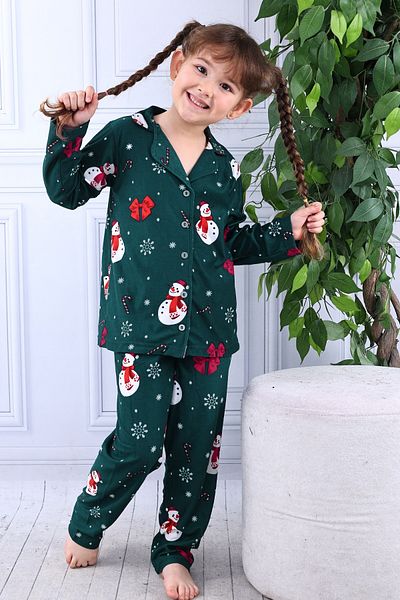 KAPİKİDS With Anniversary Concept with Gloves Suede Soft Warm-Keeping Girl's Pjamas