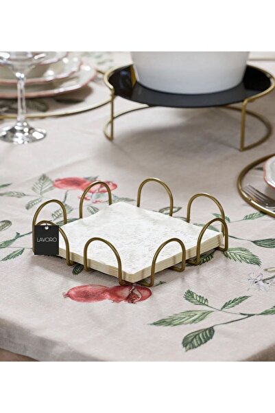 Lavoro Dekoratif Metal Paslanmaz Gold Yatay Peçetelik Altın Kaplama