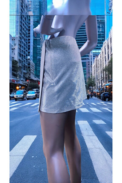 modayiğit Parıltılı kumaş abiye mini etek