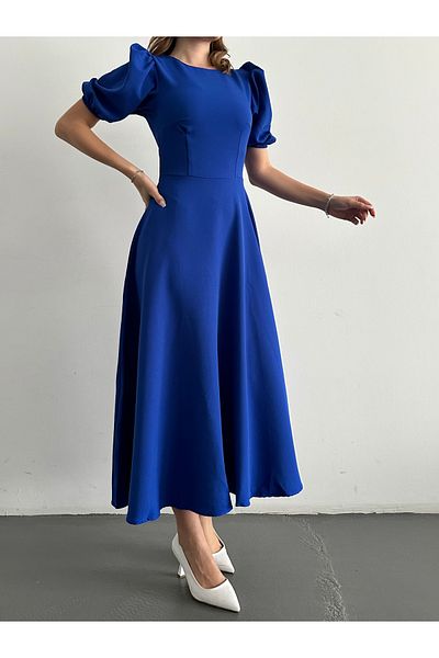 Afiş Butik Rochie midi cu mâneci pepene verde