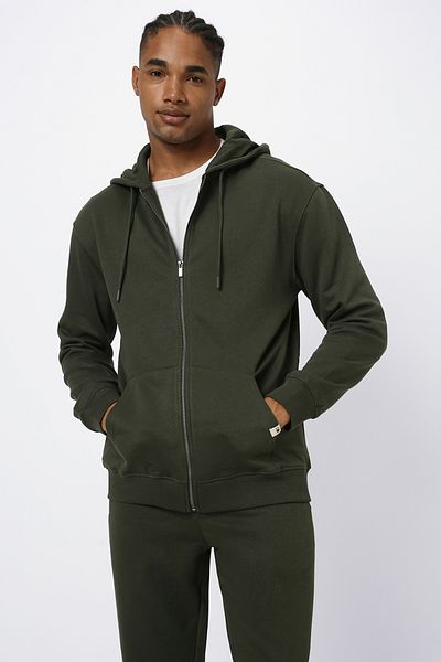 Blue Age Core Basic Seasonal Sweatshirt  Zip-Through_L_Olive