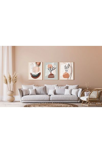 bestablo Σετ ζωγραφικής Boho 3 τεμαχίων με φυσικό ξύλινο πλαίσιο