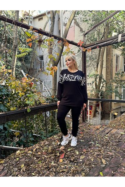 Butik Nilyam Анцуг за големи размери с гъвкава талия - кръгло деколте, жартиера на гърдите, черен 24684