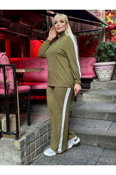 Butik Nilyam Дамски комплект анцуг с цип и райета, големи размери, 24158