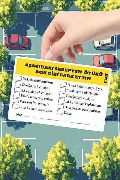 Ficksy Parkvizit - Fun and Effective Warning Card for Evil Parking People - 25 Pieces - 9.5*7 cm