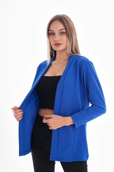 DEVRİMAY TEKSTİL Jachetă Saks pentru damă, cu guler șal, din lycra creponată