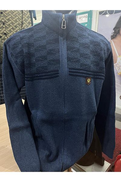 TCR Men's Knitwear Zippered Pocket Patterned Cardigan
