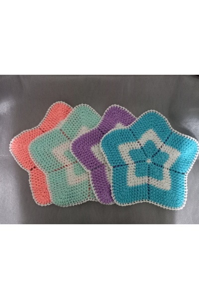 Store El Örgüsü Renkli Yuvarlak 4 Adet Lif