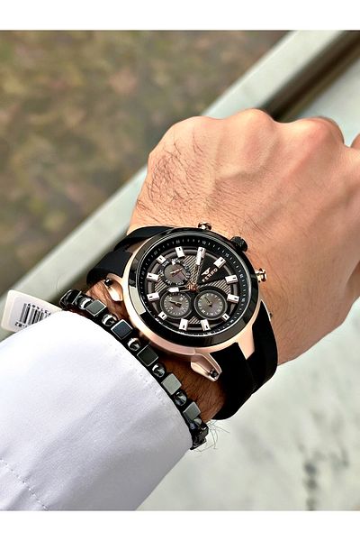 FERRO Black Color Sports Model Stylish Design Men's Wrist Watch + Bracelet Gift