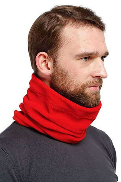 Mu Art Polar Unisex Drawstring Beanie and Neck Collar Red