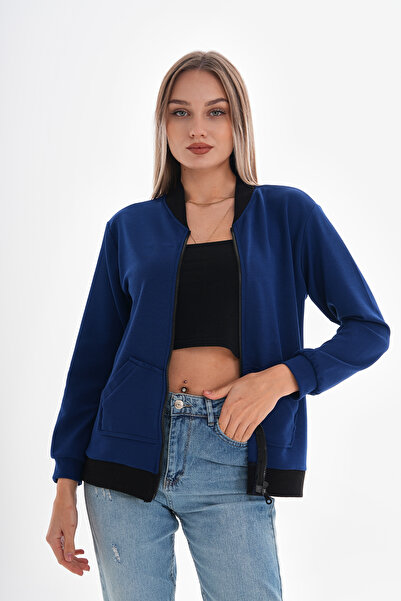 DEVRİMAY TEKSTİL Коледжна лацкана крепова жіноча куртка-бомбер