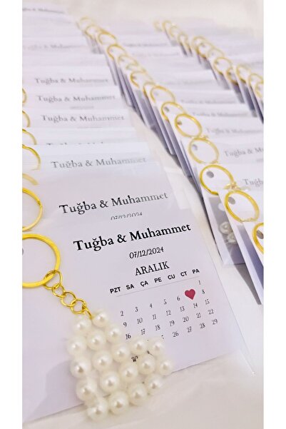 APEXİ İncili Kalpli Hediyelik Anahtarlık Söz/nişan/nikah/doğum Günü/kına 20 Adet