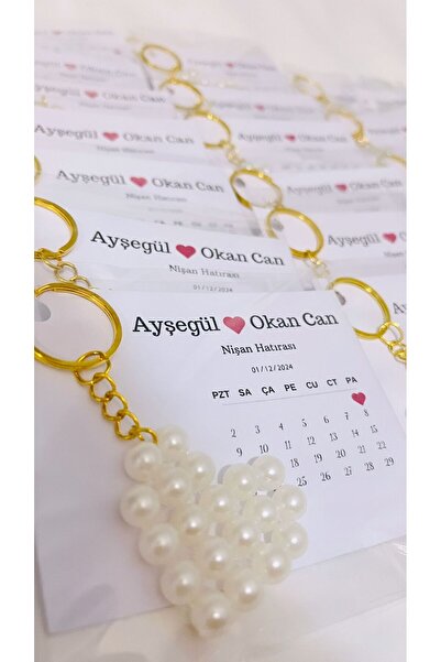 APEXİ İncili Kalpli Hediyelik Anahtarlık Söz/nişan/nikah/doğum Günü/kına 15 Adet