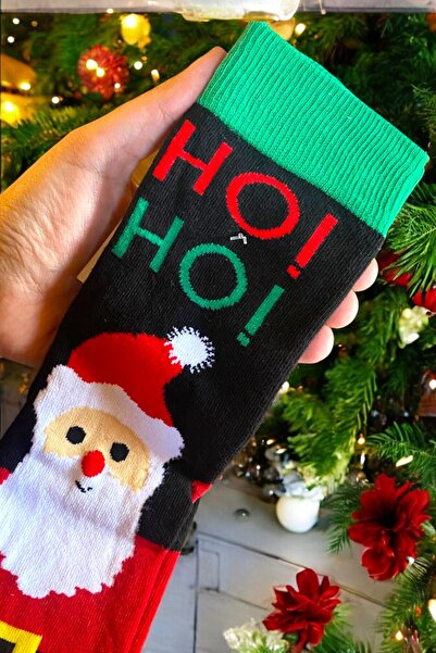 Yılbaşı Temalı Noel Baba desenli Kırmızı konsept Eğlenceli Noel Çorabı